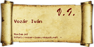 Vozár Iván névjegykártya